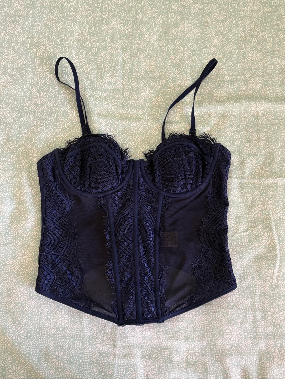 Garage Navy Lace Bustier Corset Top